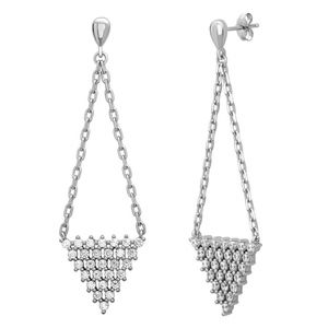 Sterling Silver Triangle Drop Fashion Earrings